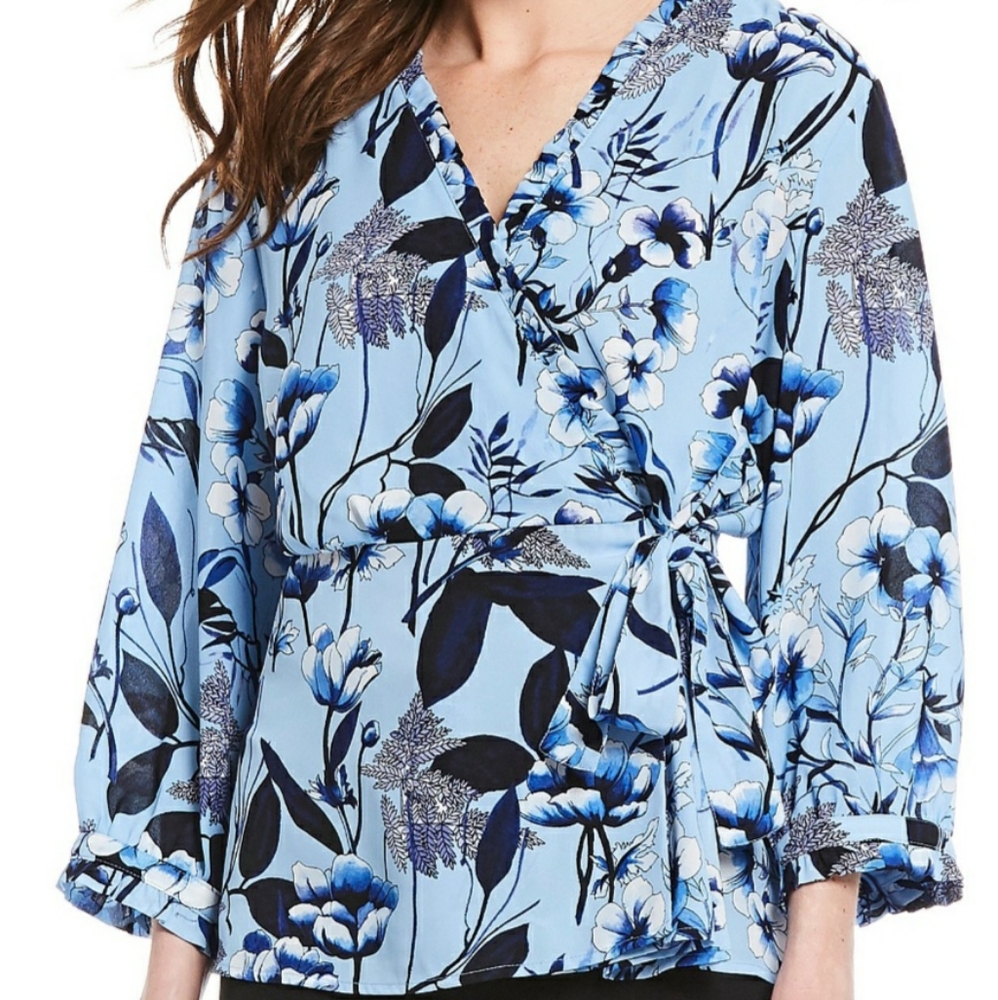 Karl lagerfeld floral wrap blouse